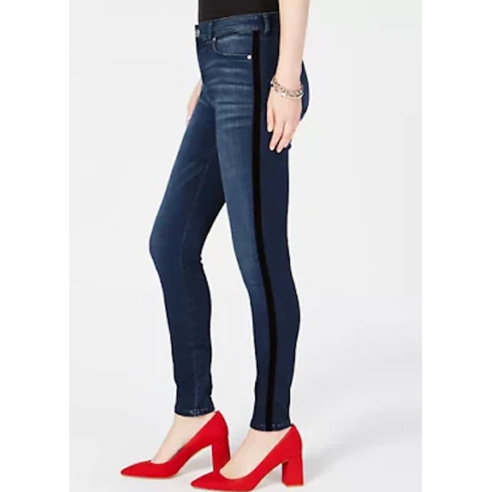 Ann Taylor The Skinny Jeans Women 6 Velvet Side Stripe Stretch Denim Mid Rise